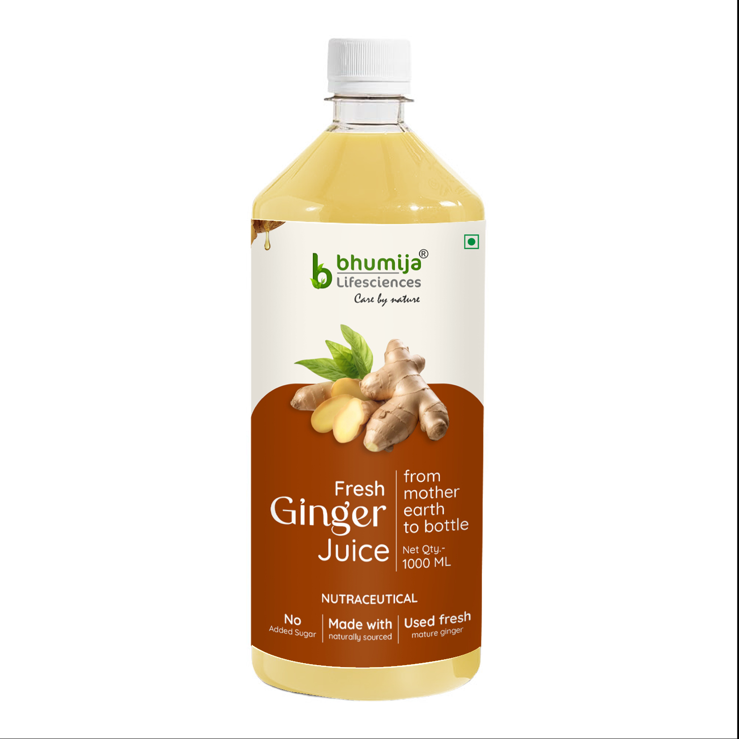 Bhumija Lifesciences Ginger Juice (No added Sugar) 1 Ltr