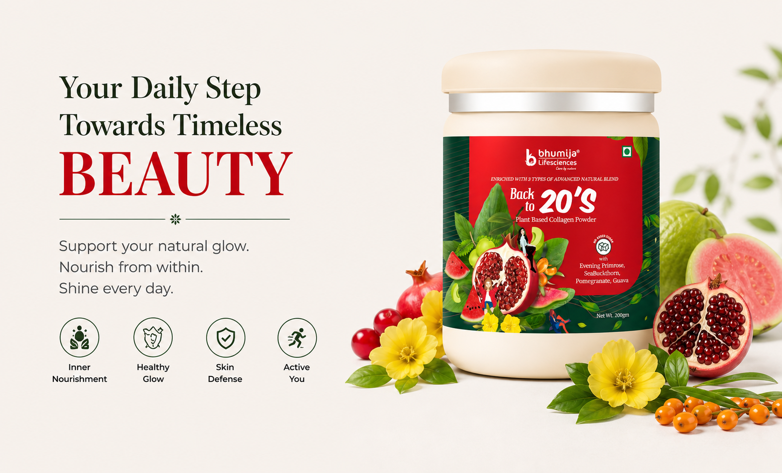 Daily beauty and wellness support with Bhumija Plant Based Collagen Powder for skin, hair and healthy lifestyle nutrition