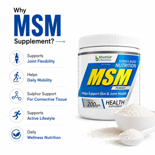 MSM Powder Supplement for Joint Support, Mobility and Healthy Aging | Bhumija Lifesciences