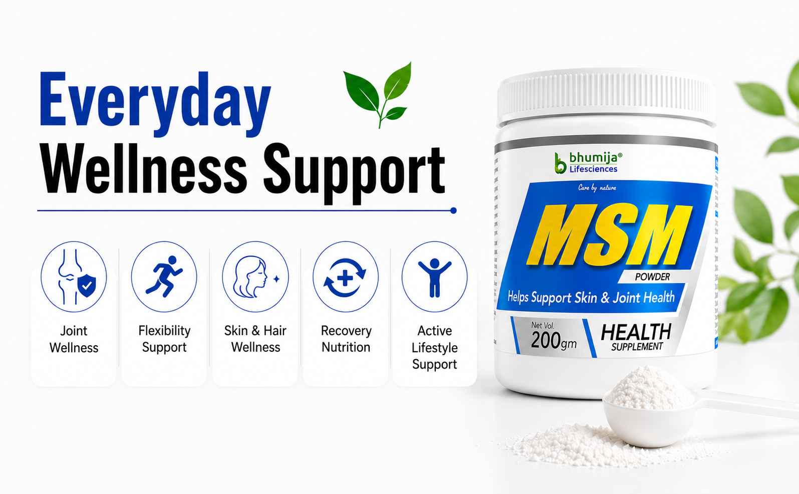 MSM Powder for Everyday Wellness Support, Joint Health and Mobility | Bhumija Lifesciences
