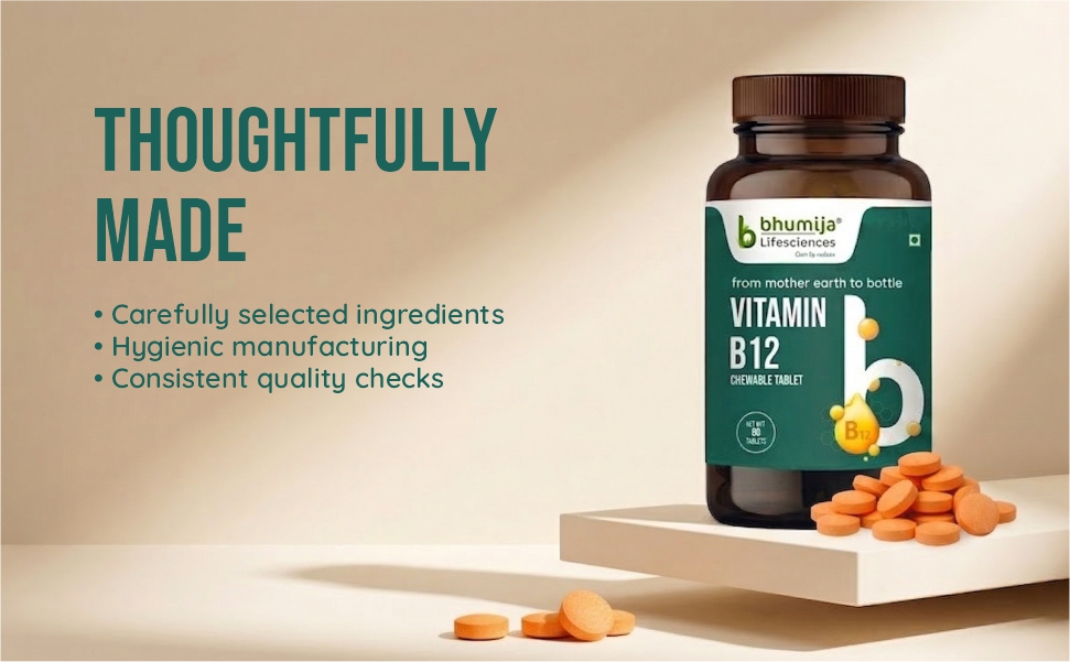Vitamin B12 chewable tablets for energy and brain health