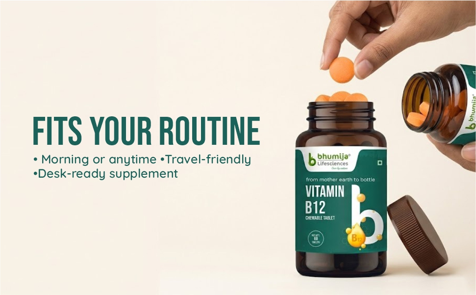Vitamin B12 chewable tablets for energy and brain health