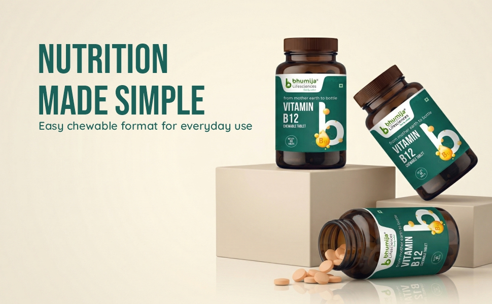 Vitamin B12 chewable tablets for energy and brain health