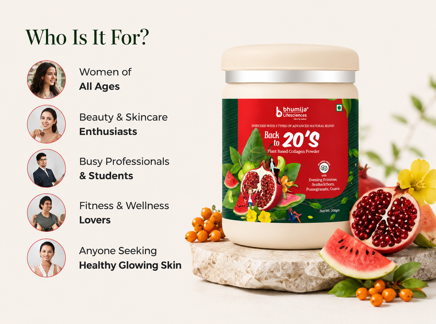 Who can use Bhumija Plant Based Collagen Powder for skin, hair, nails and daily wellness support